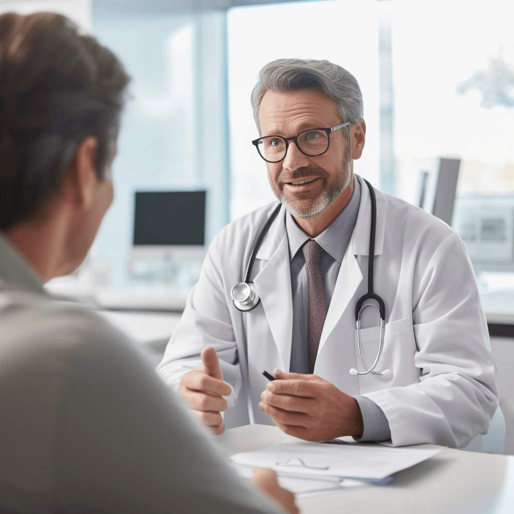 The doctor explains to the patient the significance of a positive Helicobacter test result and the need for antibiotic treatment.